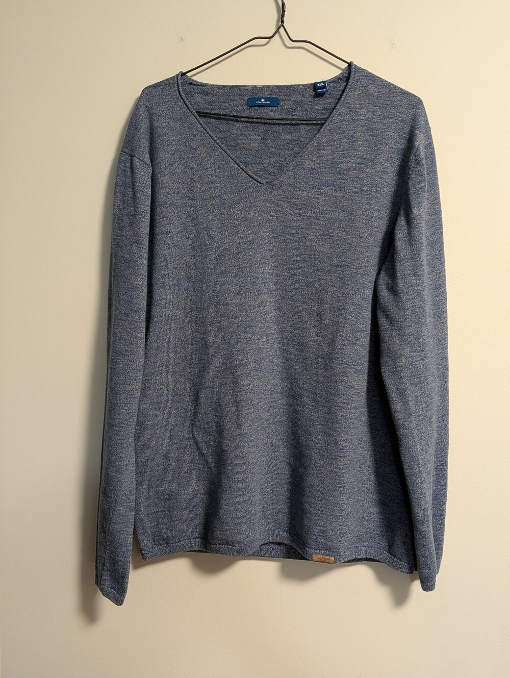Tom Tailor knit pullover men's size XXL grey, long sleeve, cotton Sweater. GUC